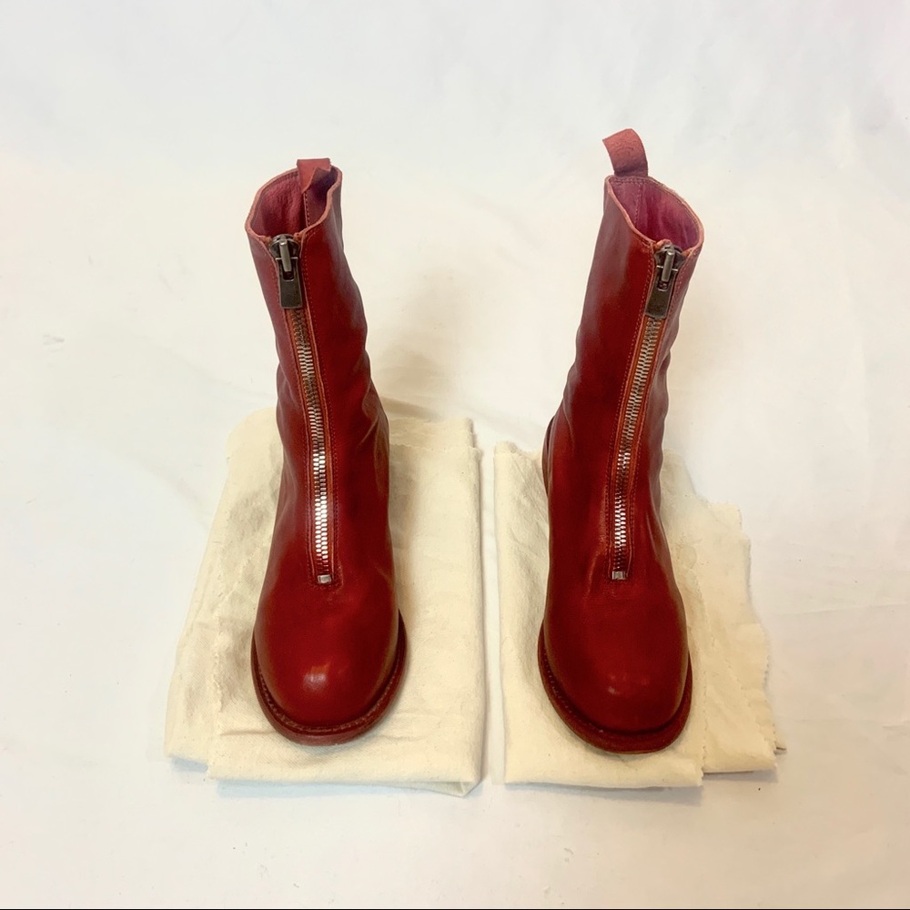 SOLD Guidi PL2 Red Horse Leather Zip Ankle Boots